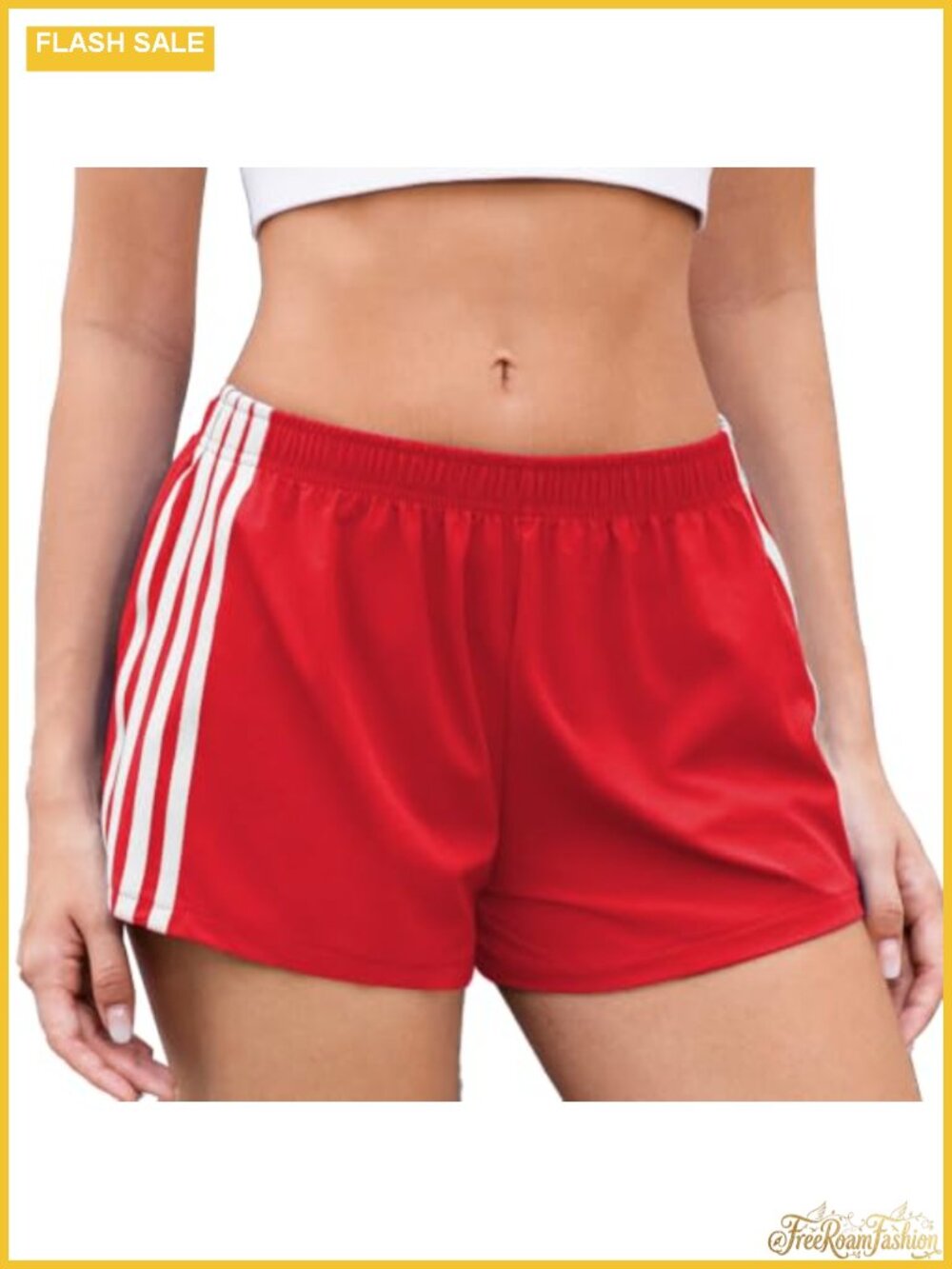 Womens Striped Athletic Track Shorts High Waisted Wide Leg Running Gym Summer
